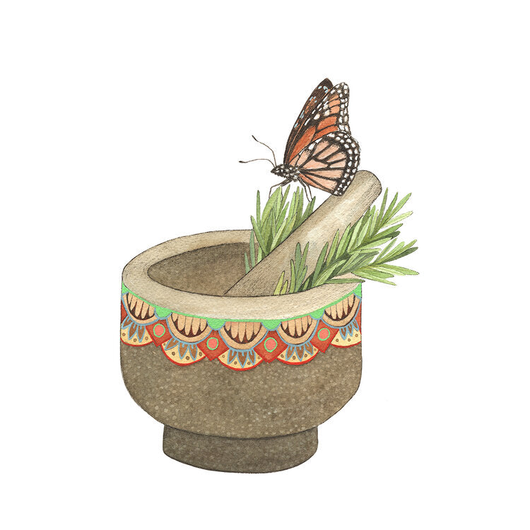 Woodland Kitchen: Elizabeth's Mortar & Pestle - Art Print