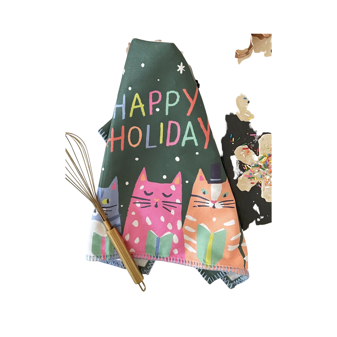 Kitty Carols Tea Towel