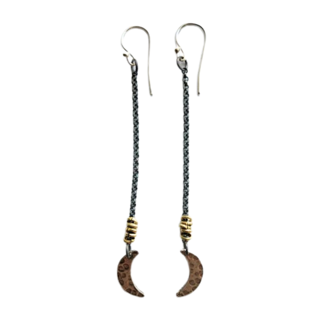 Silver Moon Drop Earrings