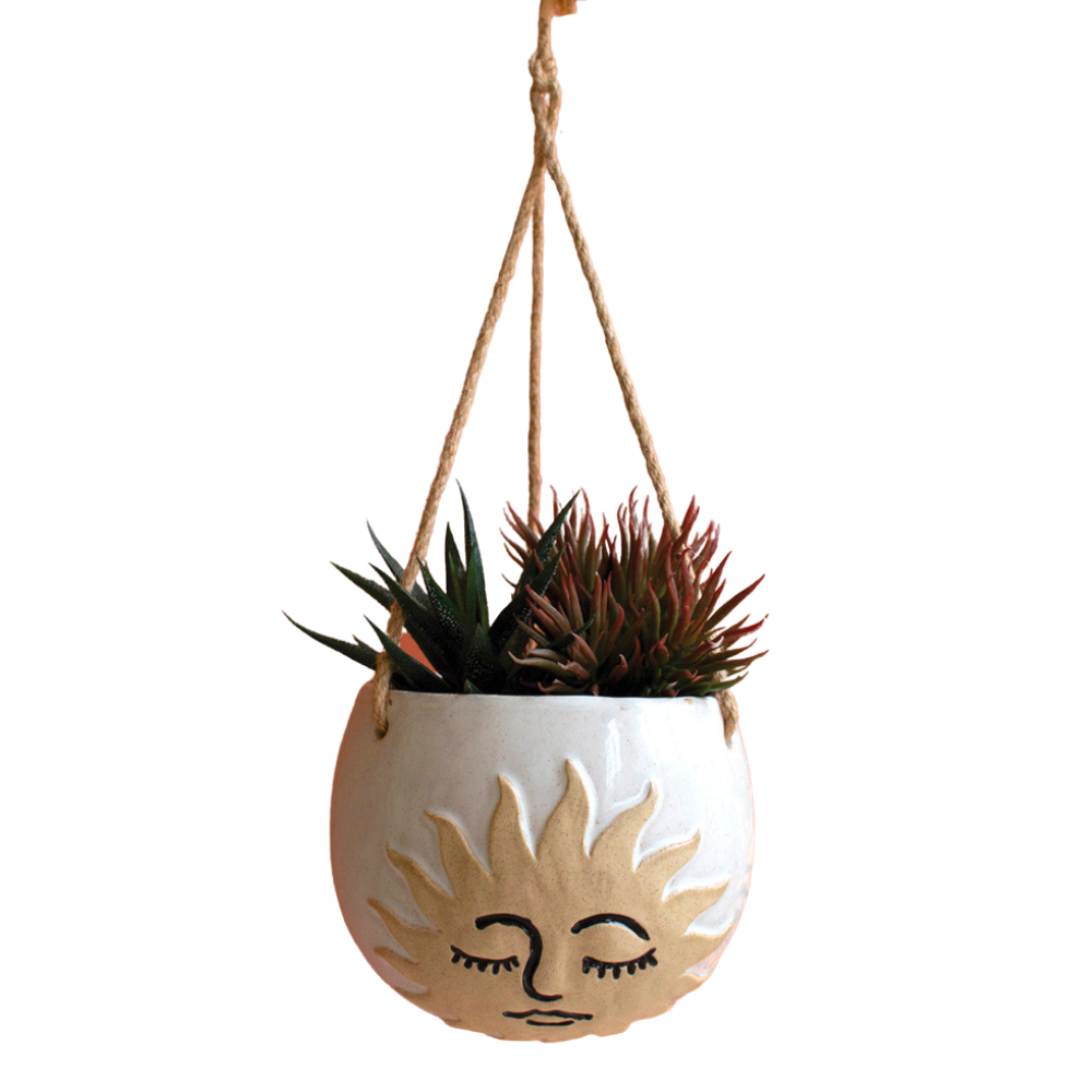 Ceramic Sun Face Hanging Planter