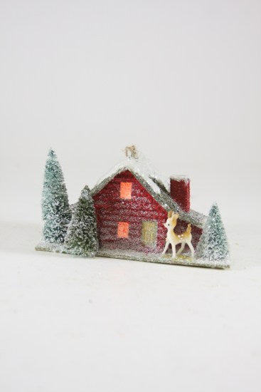Rustic Red Cabin Ornament