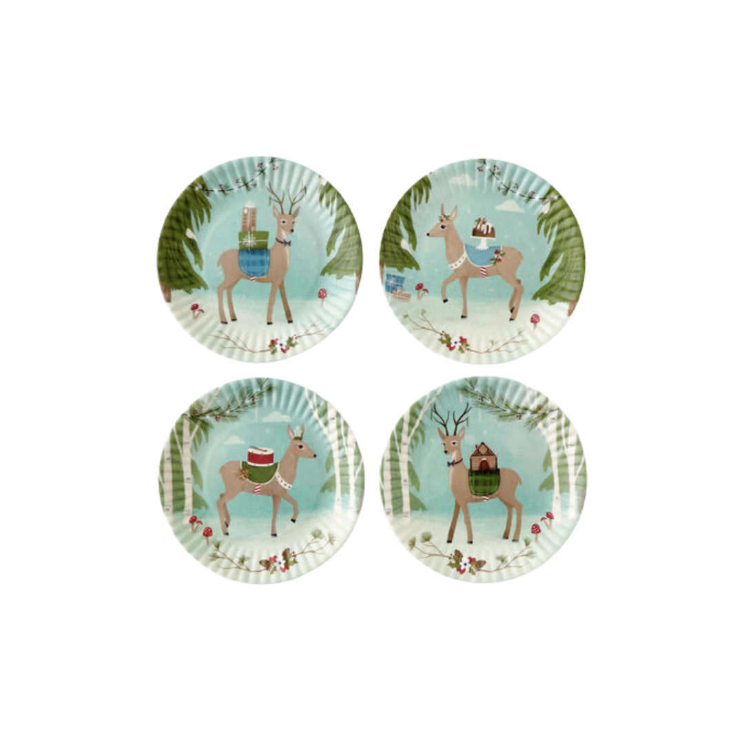 Deer "Paper" Melamine Plate Set of 4