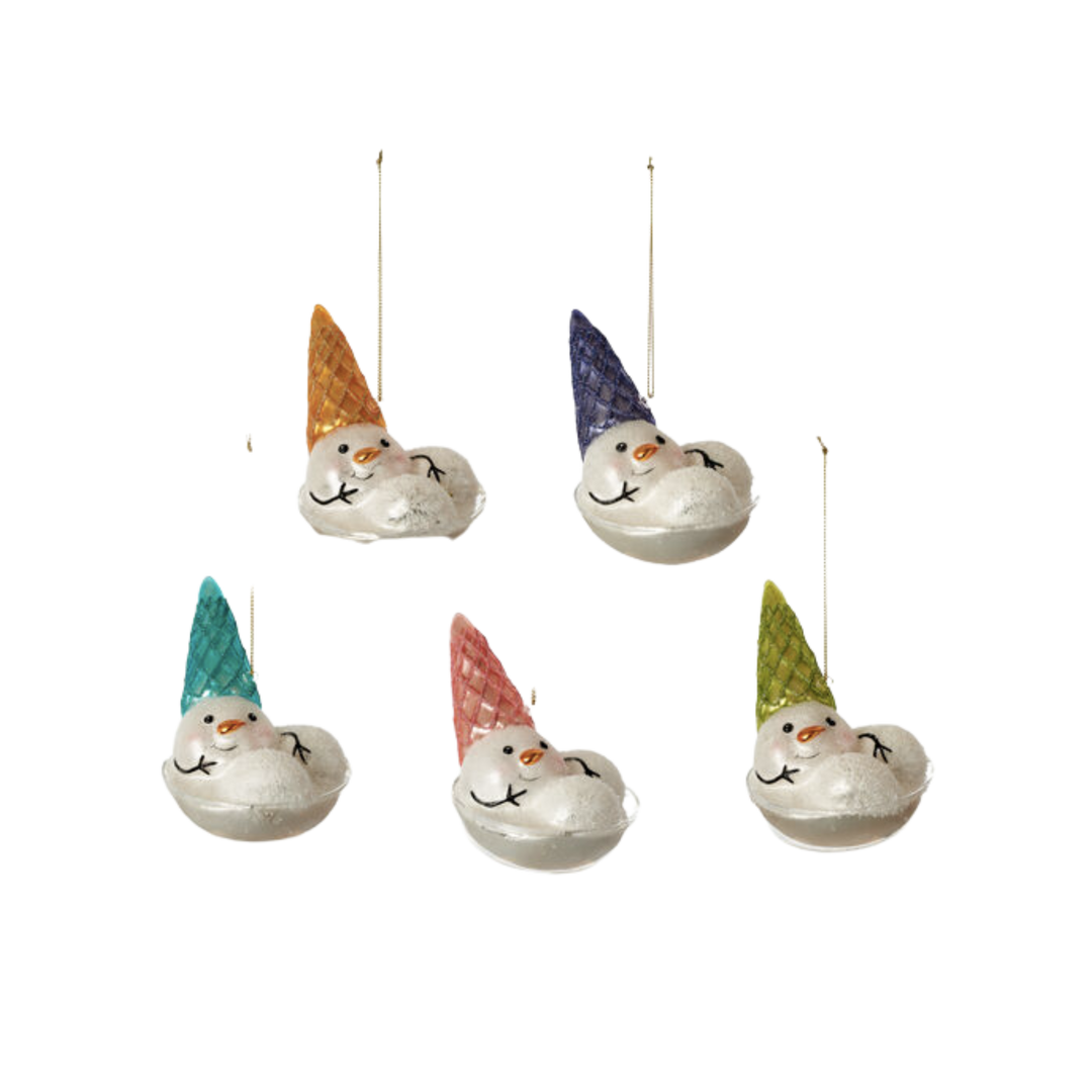 Melting Cone Snowman Ornament