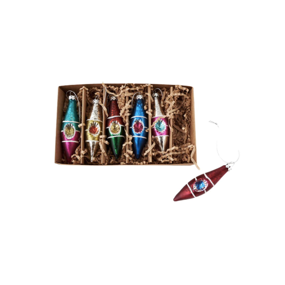 Reflector Finial Ornament Box Set of 6