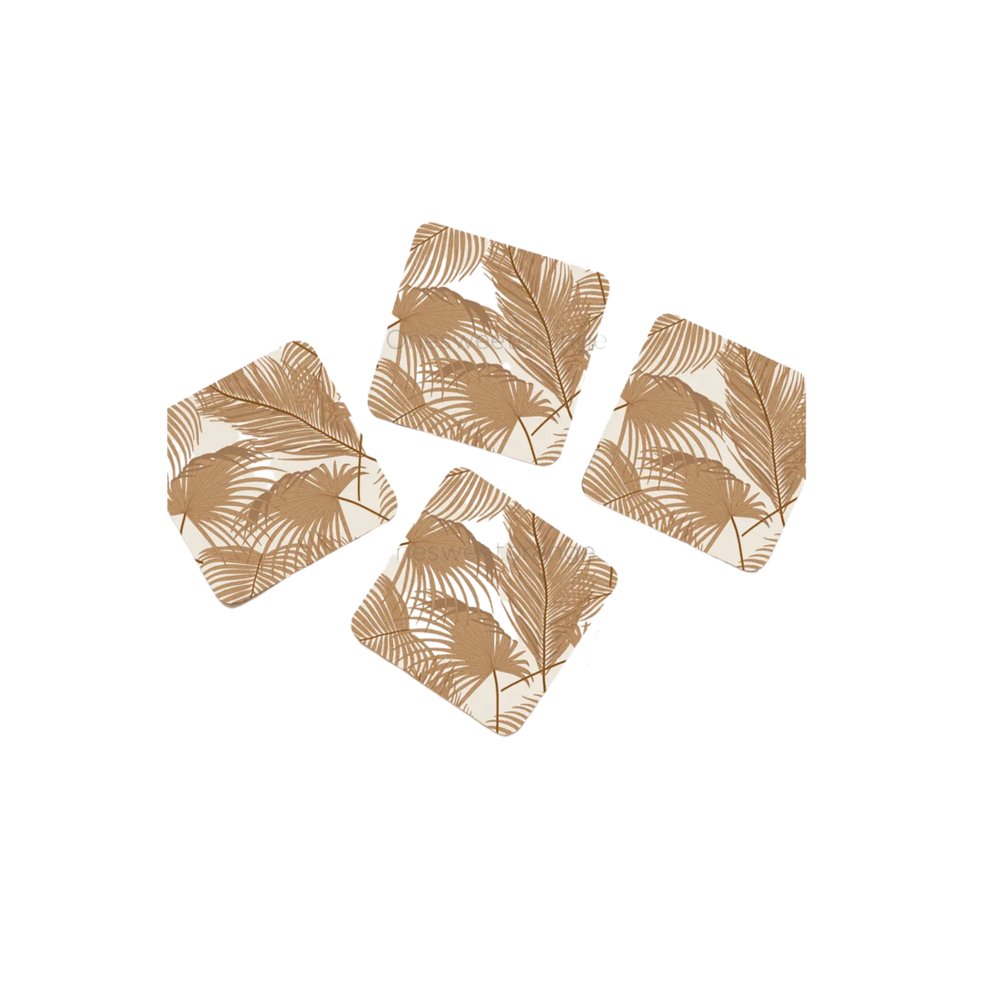 Tropical Palm Leaves Coaster Coaster Set of 4