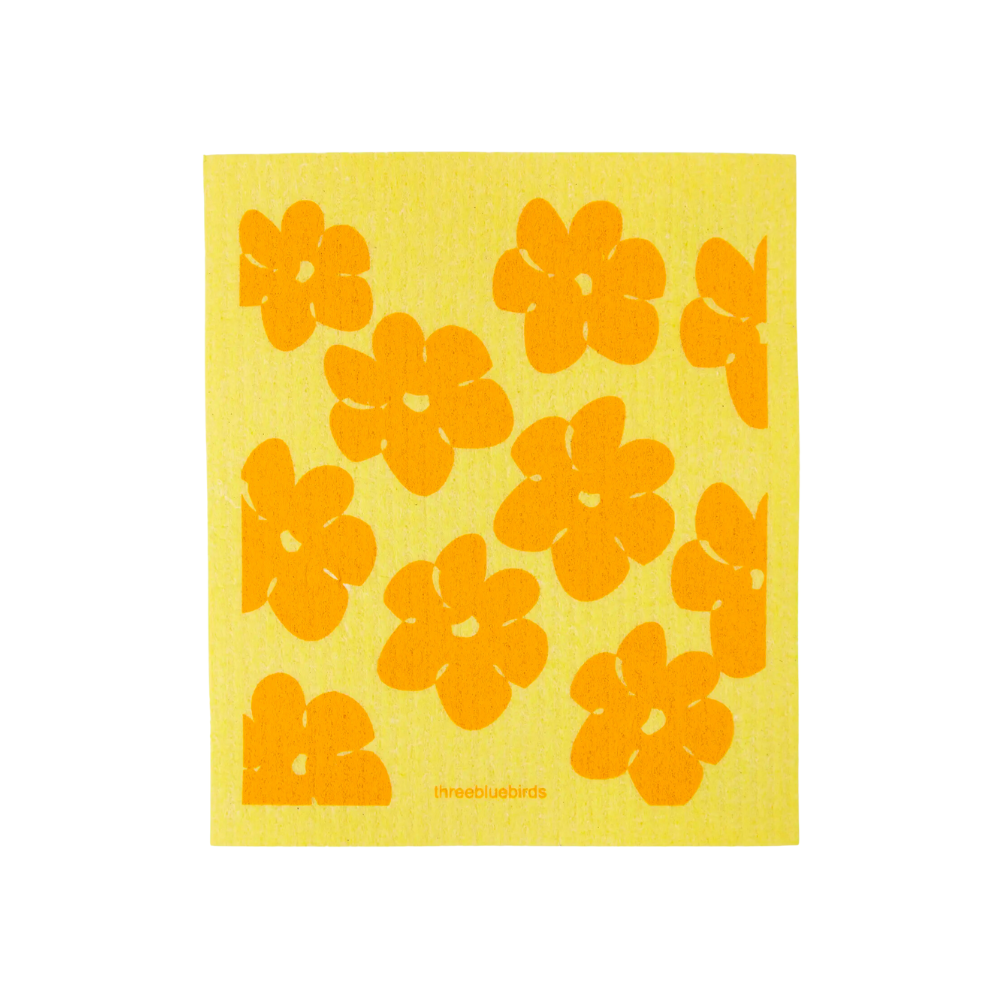 Yellow Flower Power Swedish Dishcloth