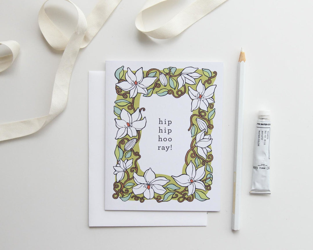 Hip Hip Hooray Card- Clematis