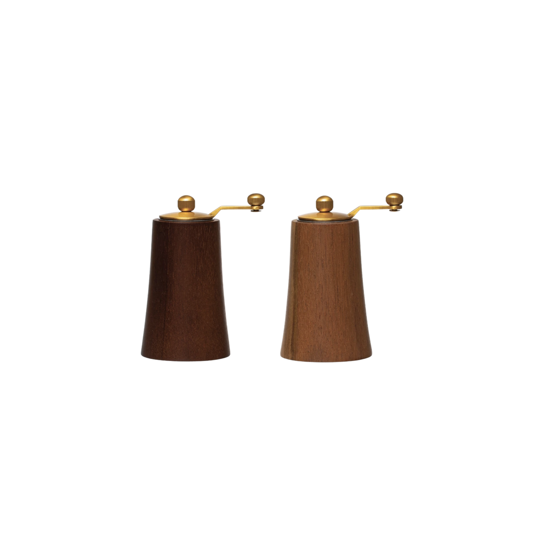 Acacia Wood and Stainless Steel Salt and Pepper