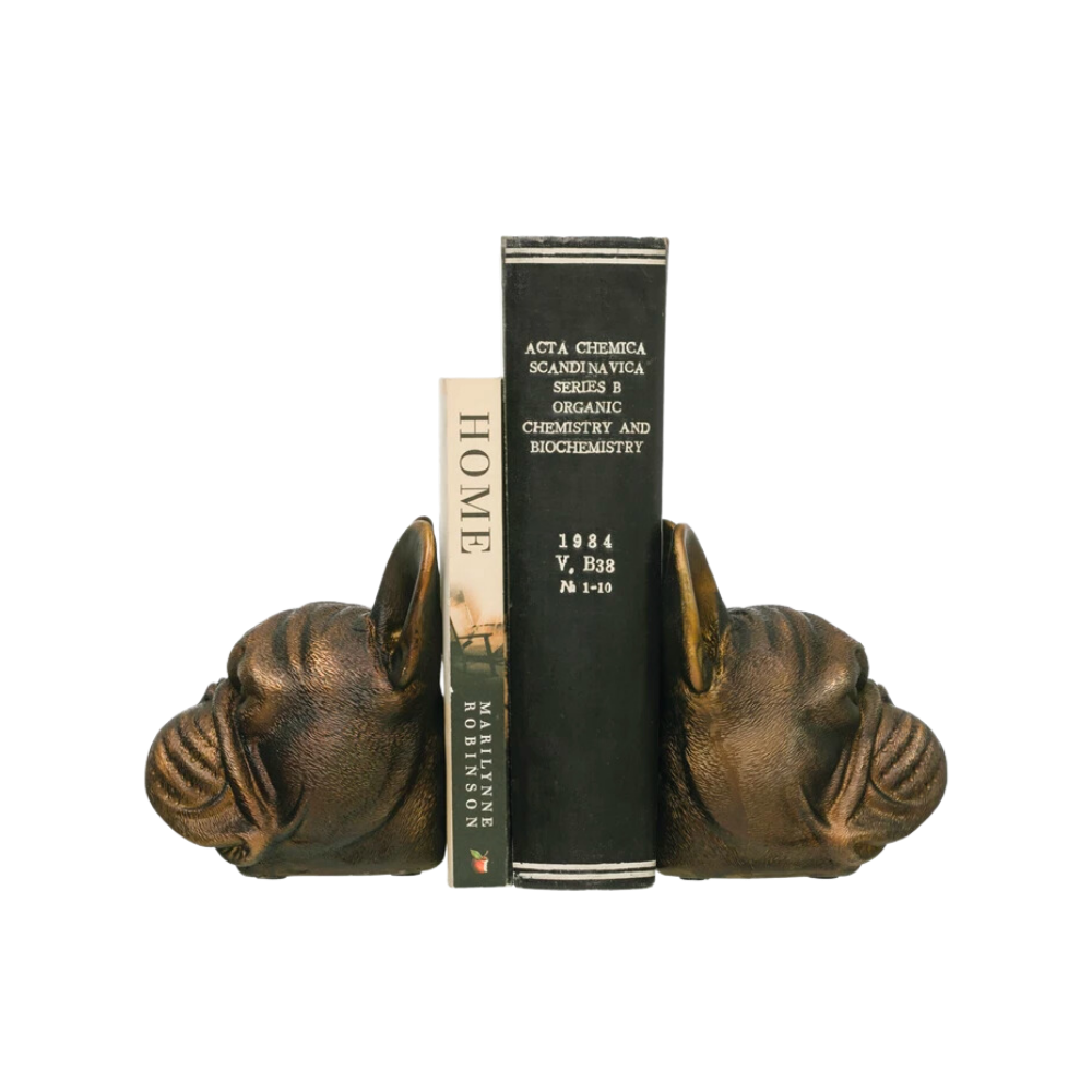Dog Head Bookends with Antique Finish