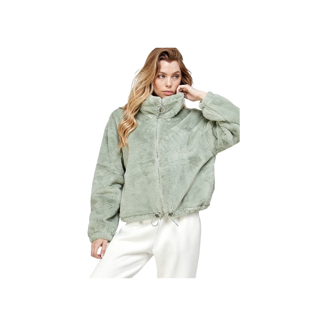 Soft Fleece Faux Fur Plain Solid Jacket