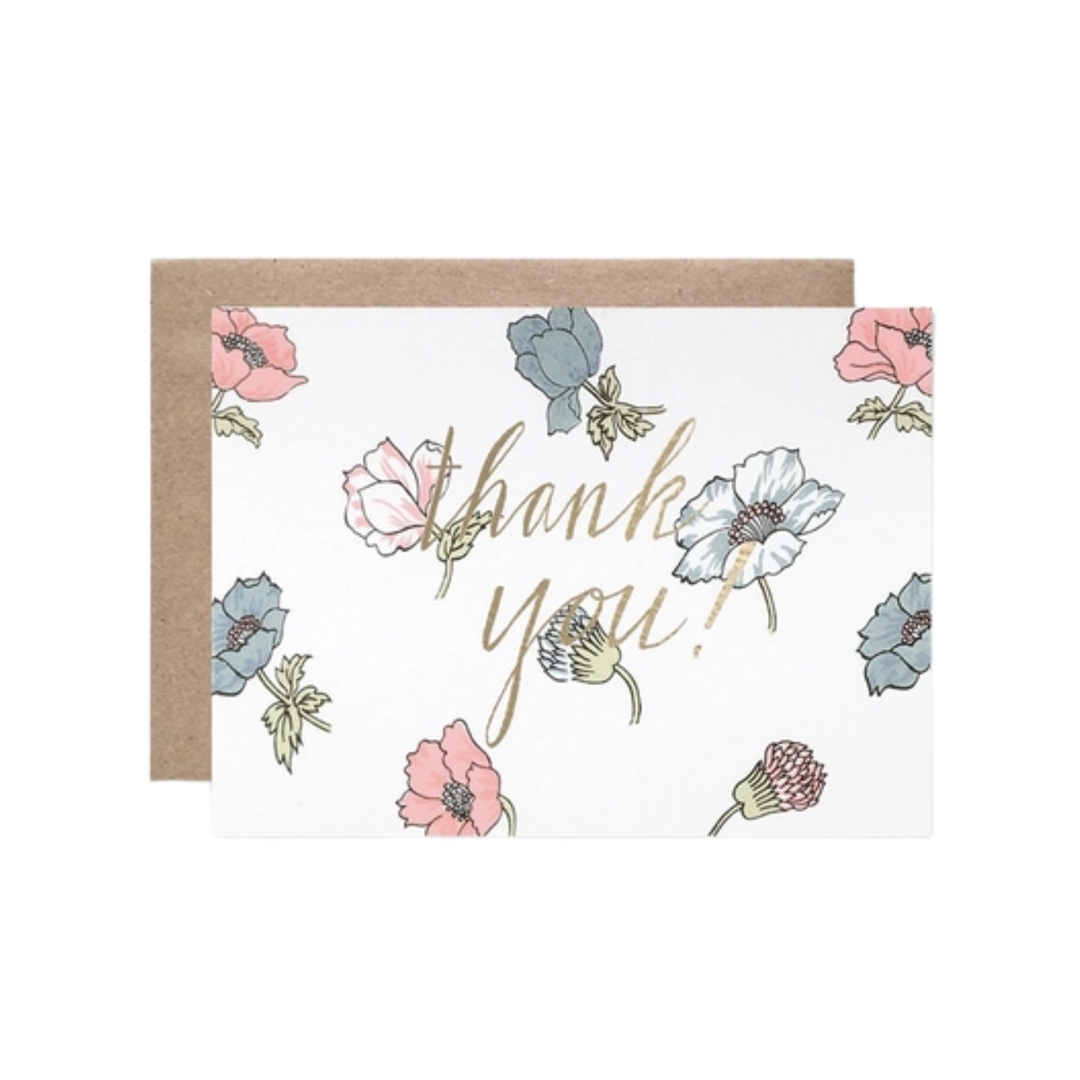 Thank You Neon Poppies With Gold Foil Card