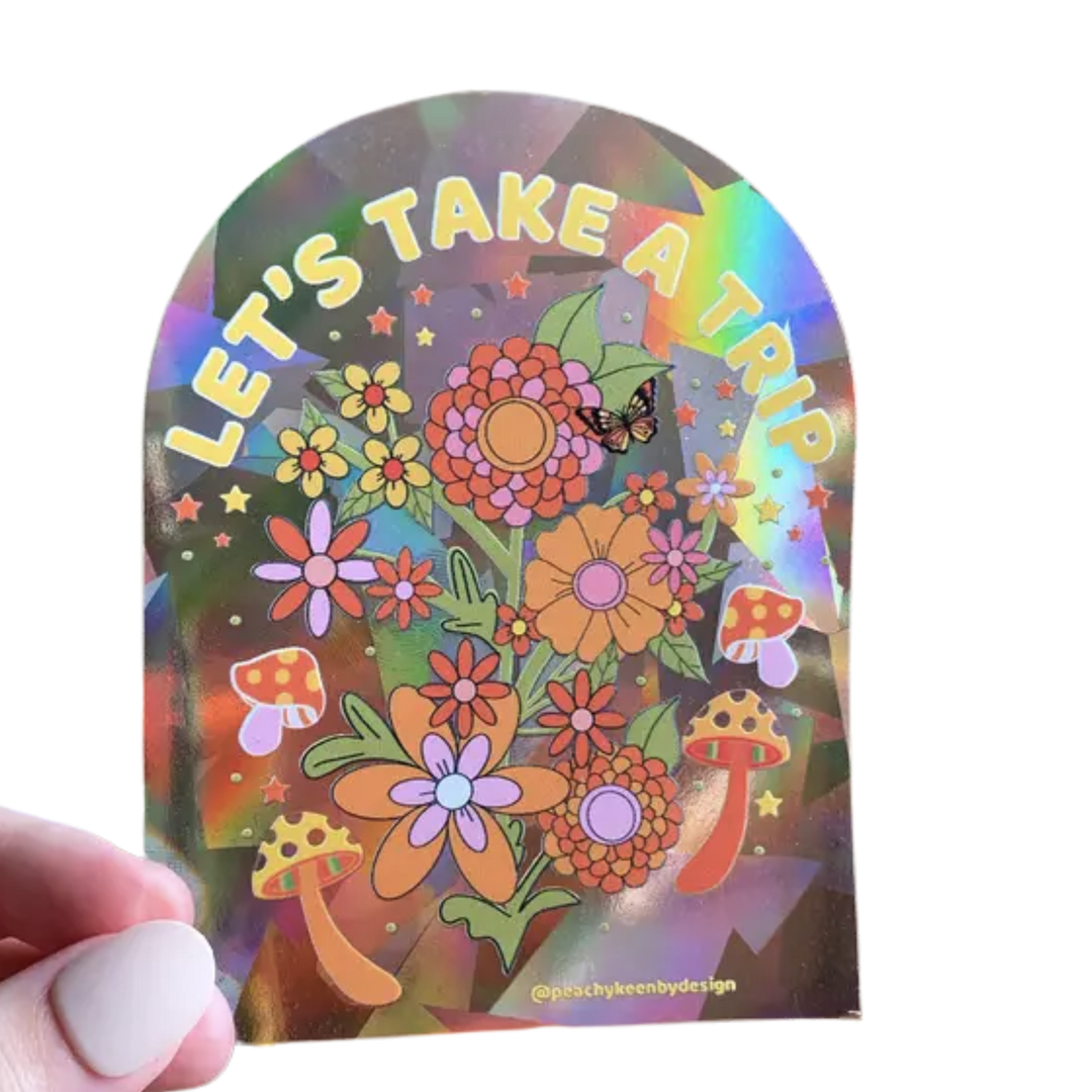 Let's Take A Trip Mushroom Flowers 4.5" Suncatcher