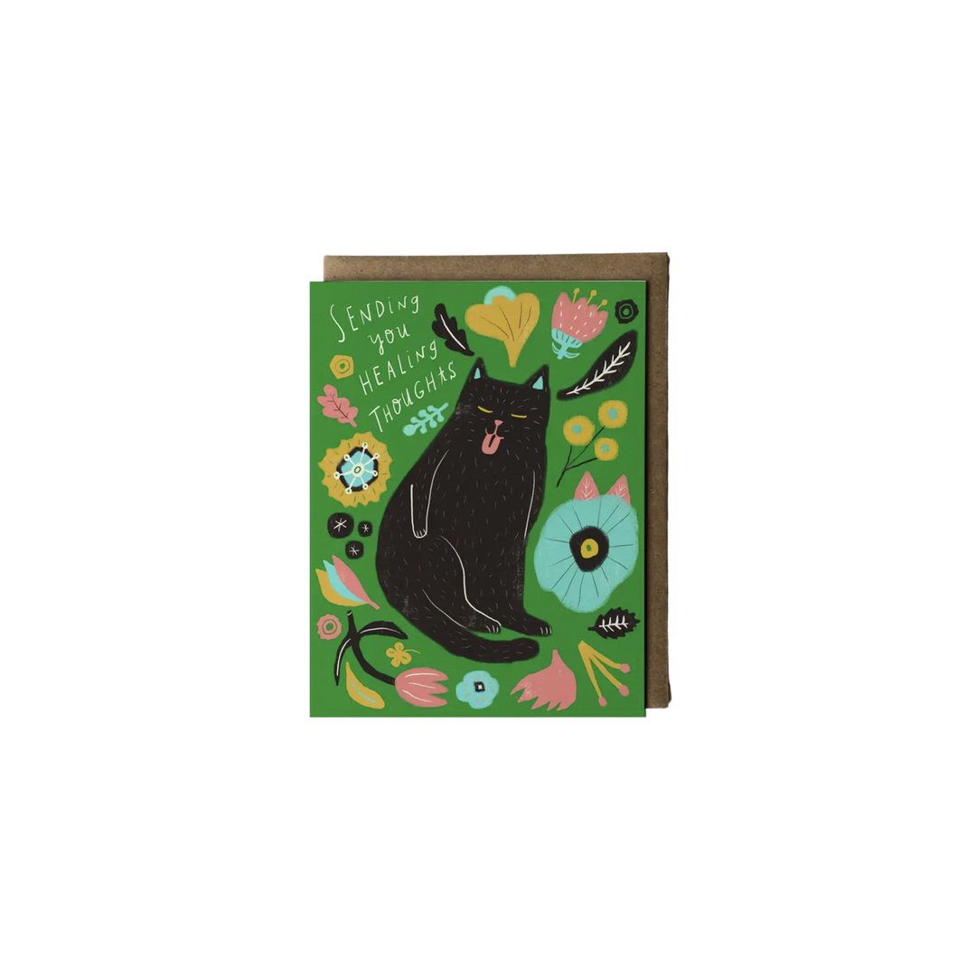 Kitty Sending You Healing Thoughts Get Well Greeting Card