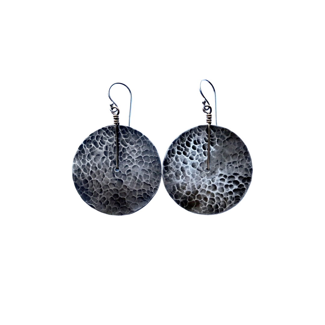 Silver Disc Earrings - Medium
