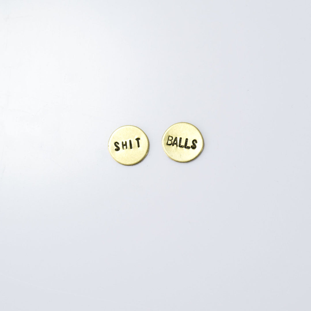 Shit Balls Round Brass Studs