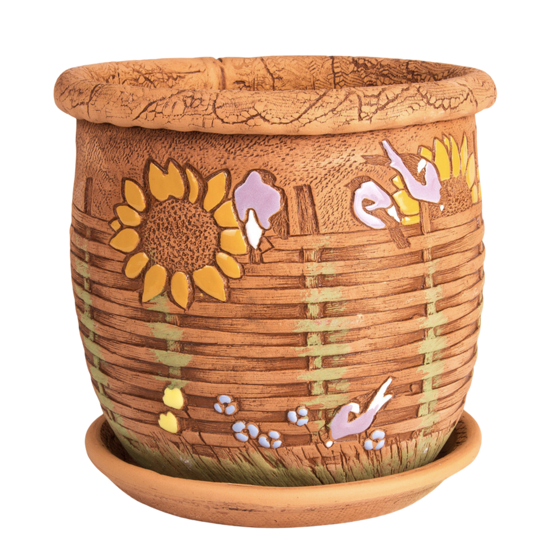 Wicker Fence Ceramic Planter