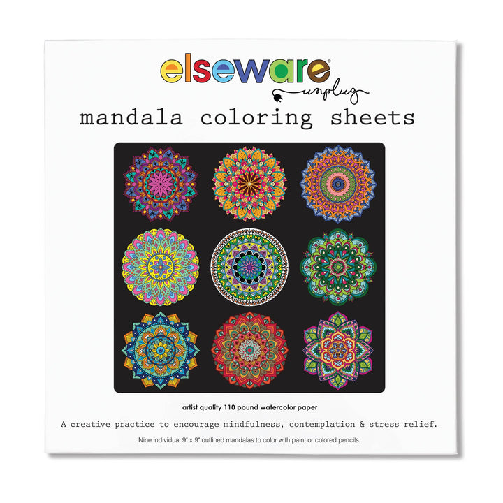 Mandala Coloring Sheets — Deluxe 110lb Artist-Quality Paper (9 Sheets, 9″ × 9″)
