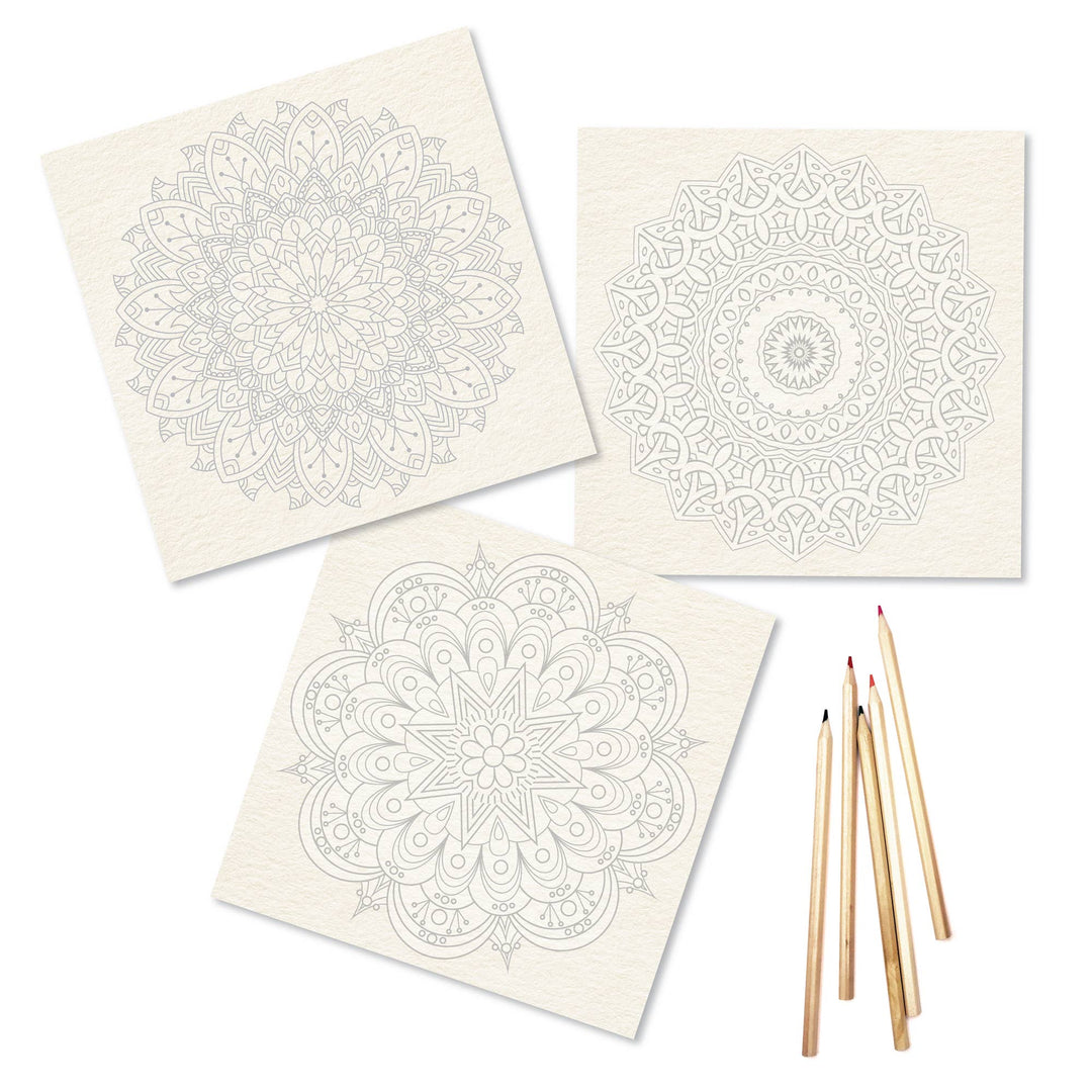Mandala Coloring Sheets — Deluxe 110lb Artist-Quality Paper (9 Sheets, 9″ × 9″)