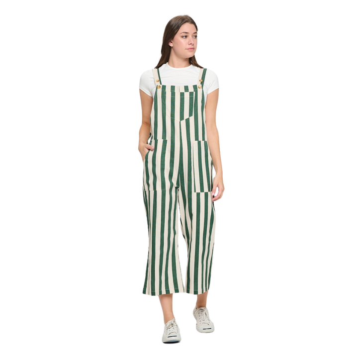 Classic Stripes Print Overalls