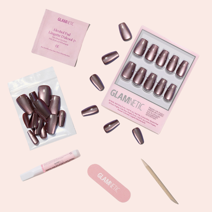 Espresso Glow Press-On Nails | Brown Velvet Medium Coffin