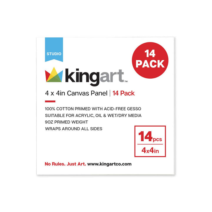 KINGART Canvas Panels 4x4 14 pc