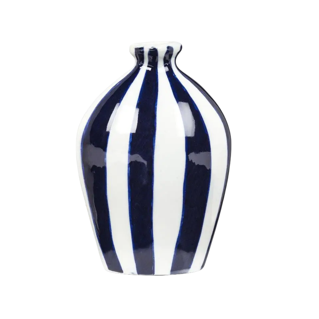 Navy Striped Bud Vase