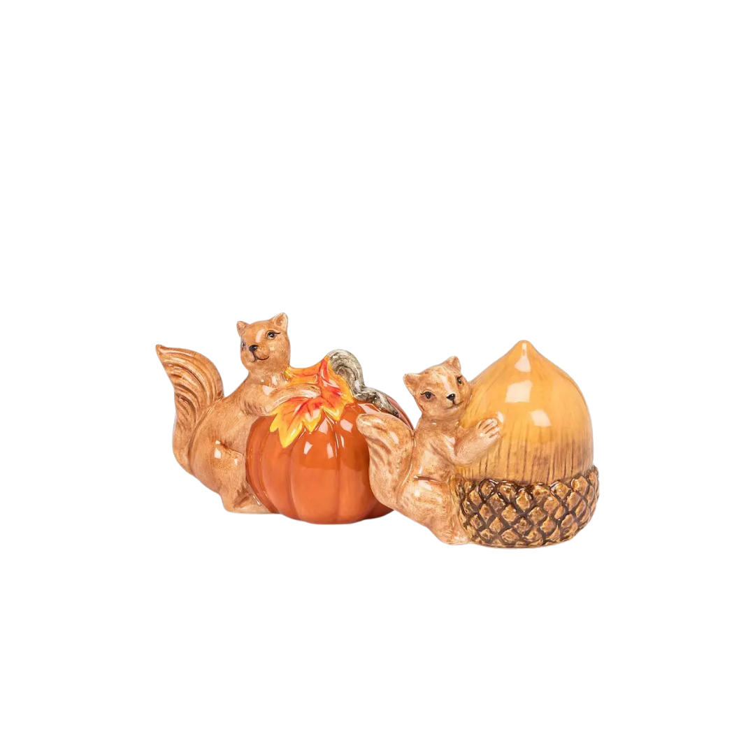 Squirrel with Pumpkin & Acorn Salt and Pepper Shakers