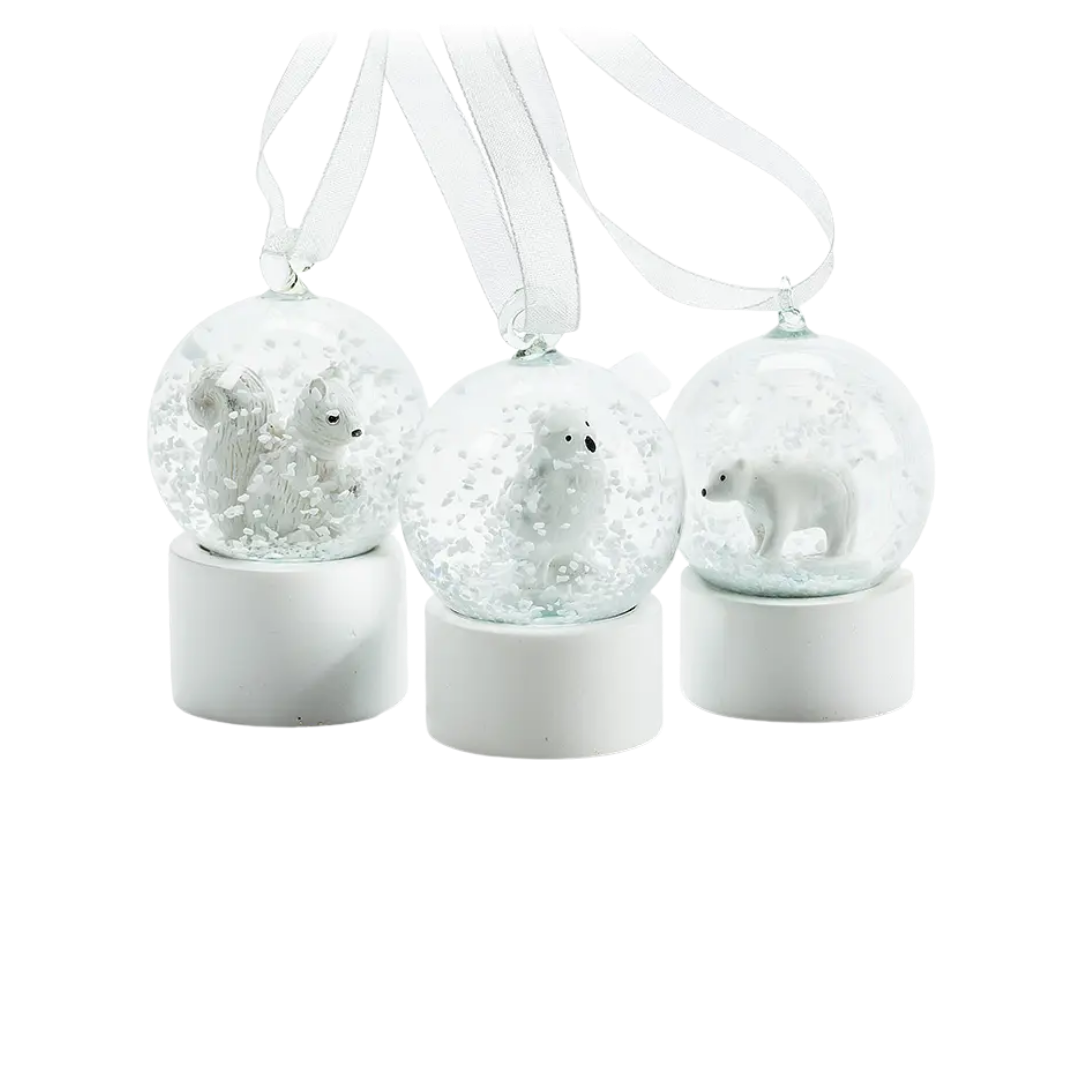 White Animal Snow Globe Ornament
