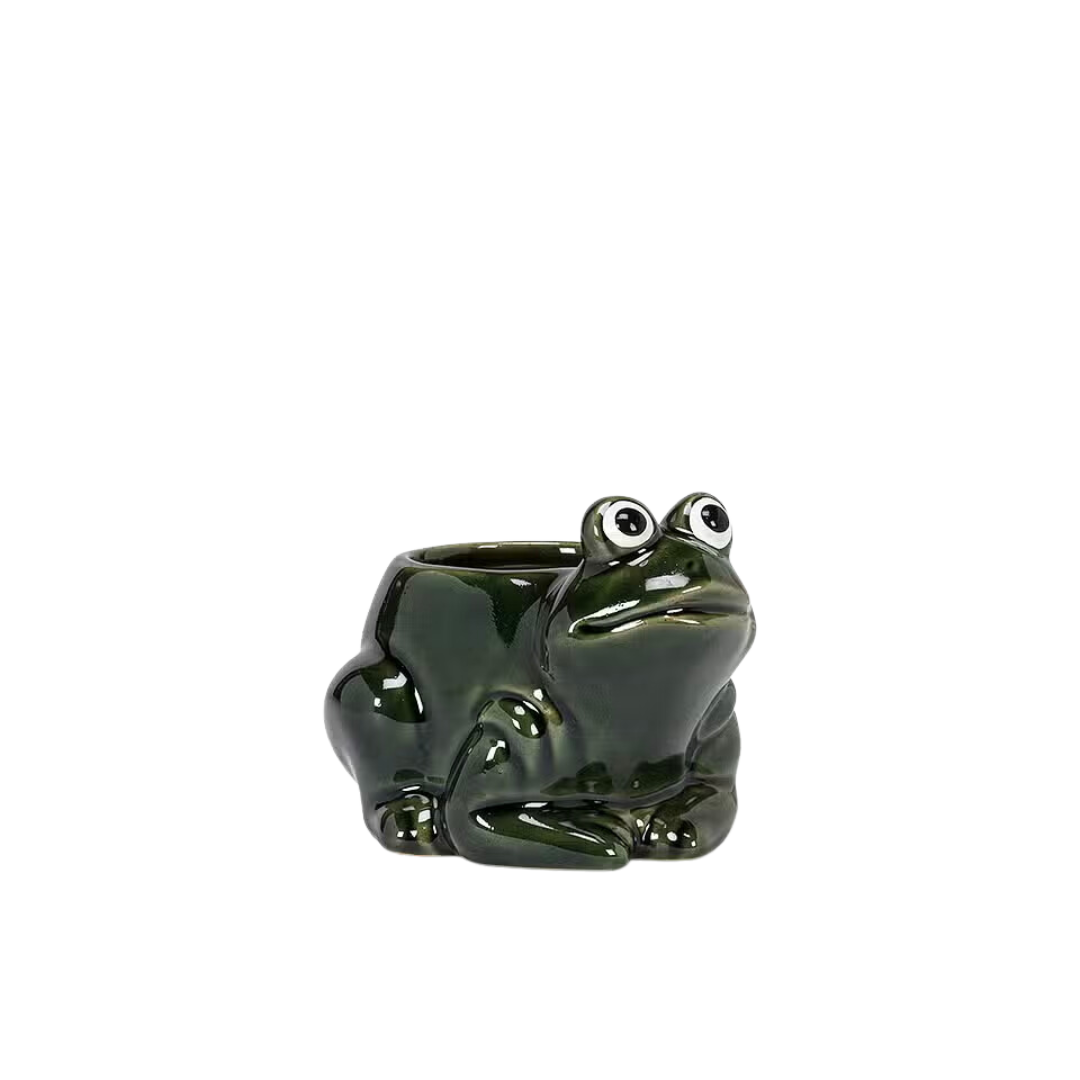 Small Crouched Frog Planter