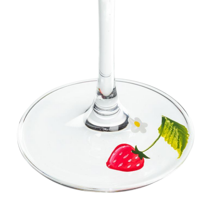 Strawberries & Flowers Wine Glass