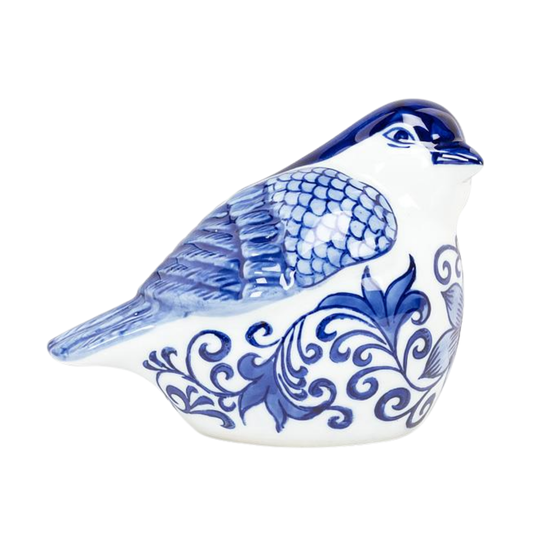 Blue & White Medium Bird with Dark Head