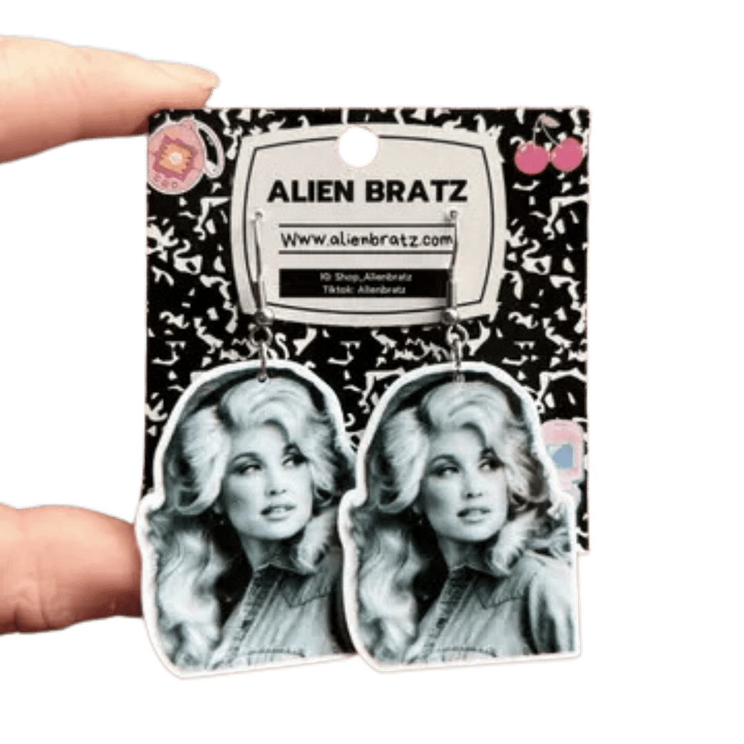 Black and White Dolly Parton Earrings