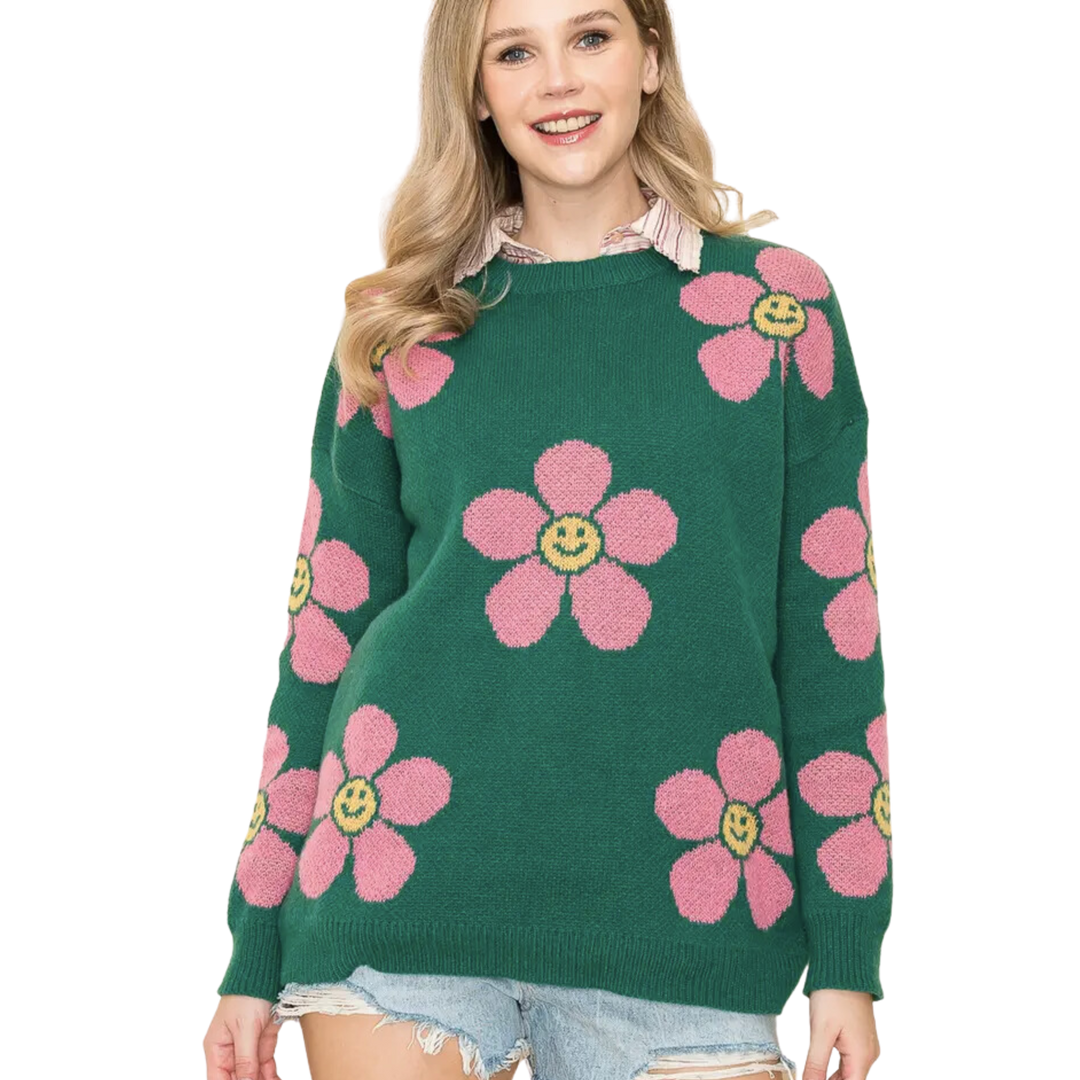 Floral Drop Shoulder Sweater