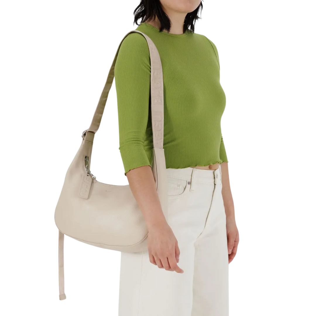Medium Recycled Leather Crescent Bag