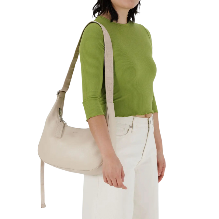 Medium Recycled Leather Crescent Bag