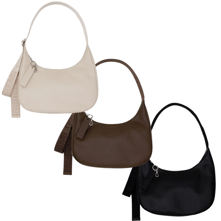 Medium Recycled Leather Crescent Bag