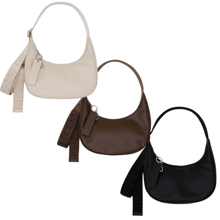 Small Recycled Leather Crescent Bag