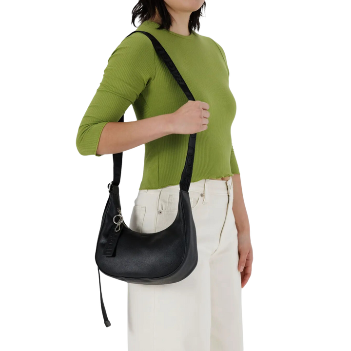 Small Recycled Leather Crescent Bag