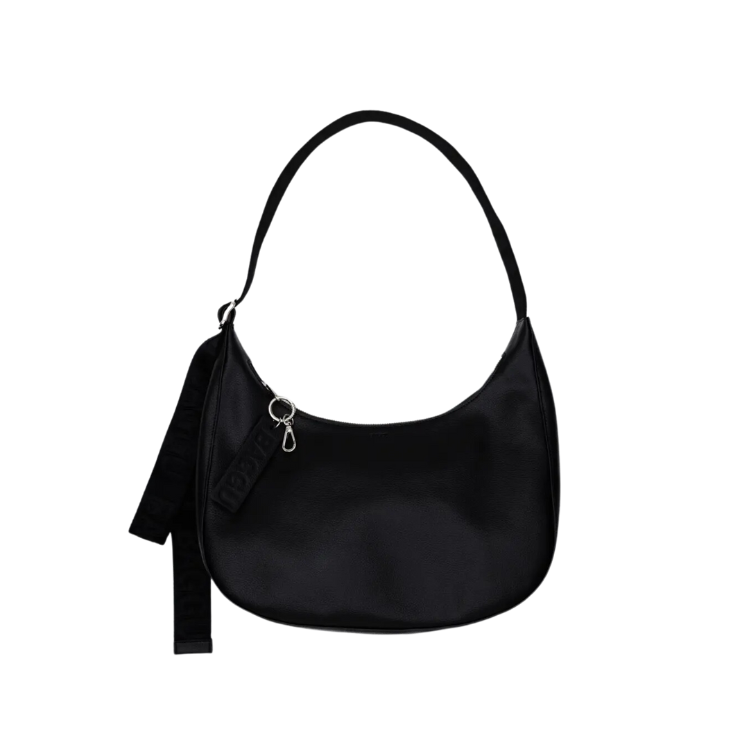 Medium Recycled Leather Crescent Bag