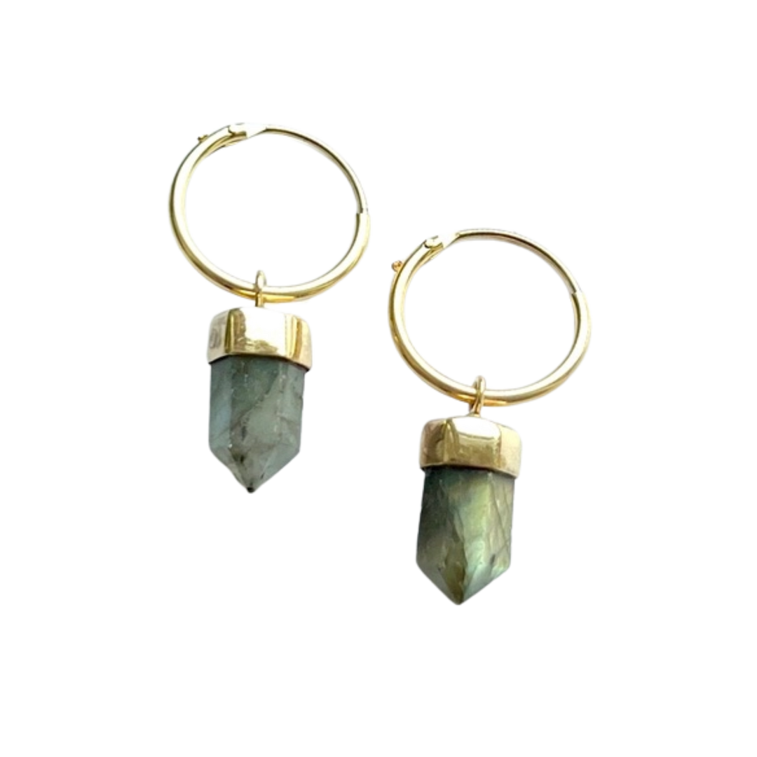 Brass Stone Point Mini Hoop Earrings