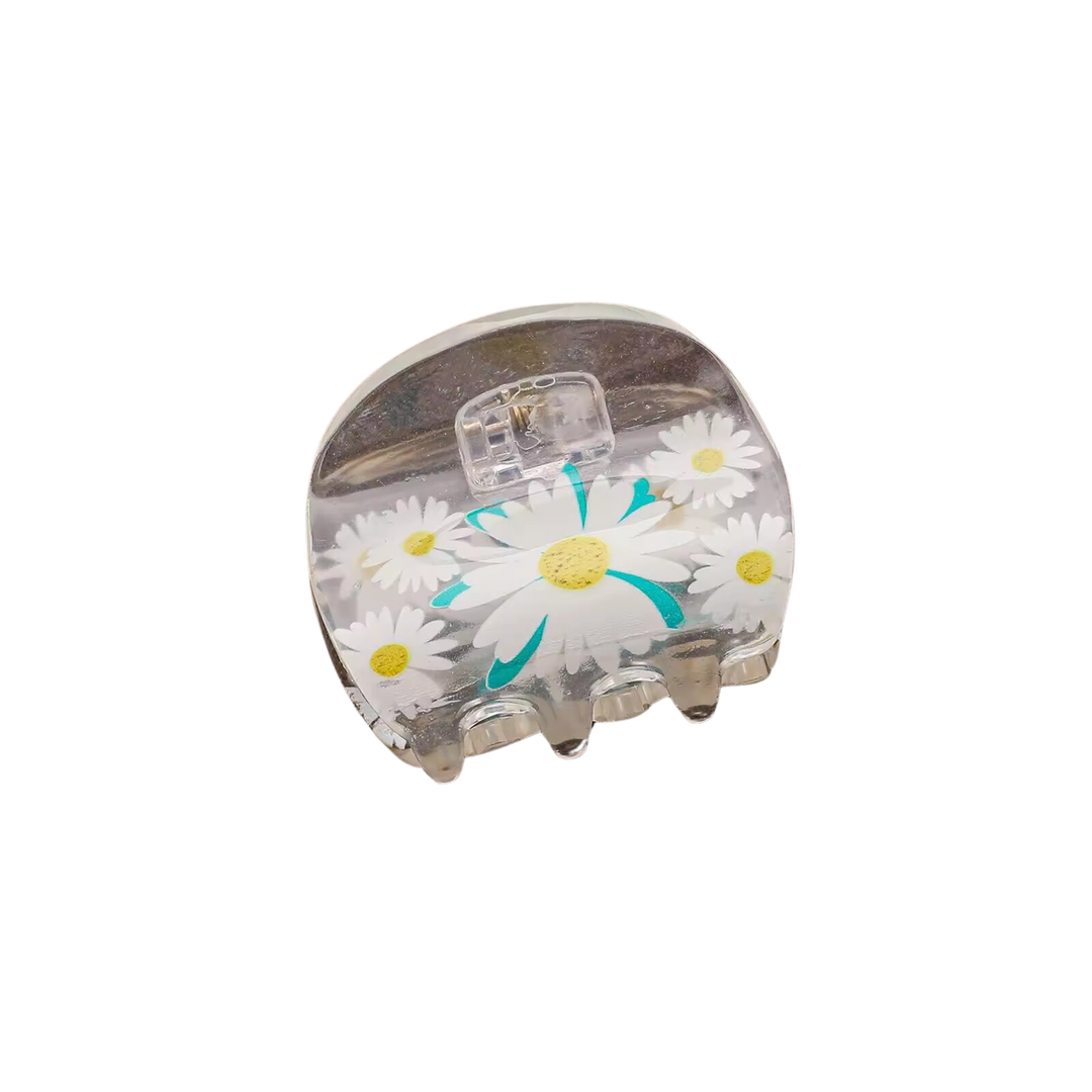 Clear Daisy Print Claw Clip