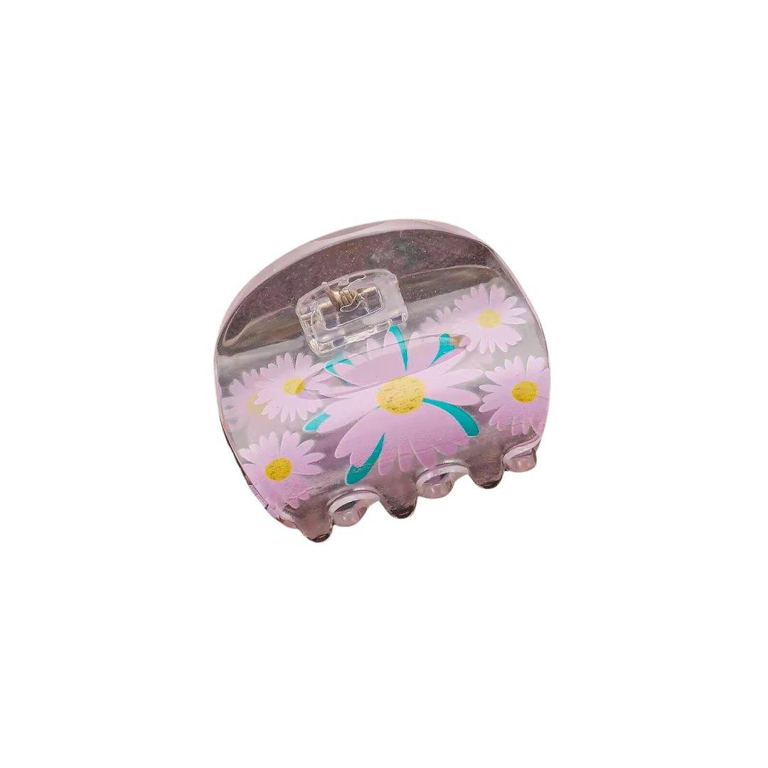 Clear Daisy Print Claw Clip