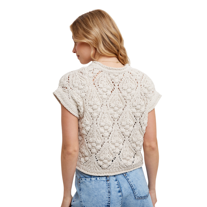 Knit Sweater Short Sleeved Pullover