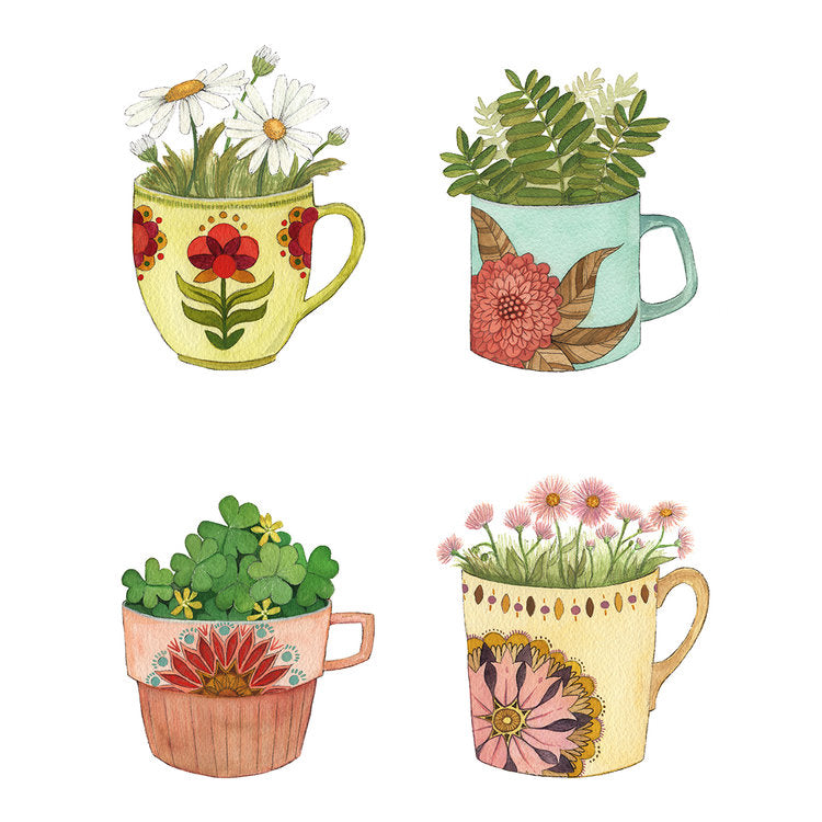 Botanical: Cup Collection - Art Print