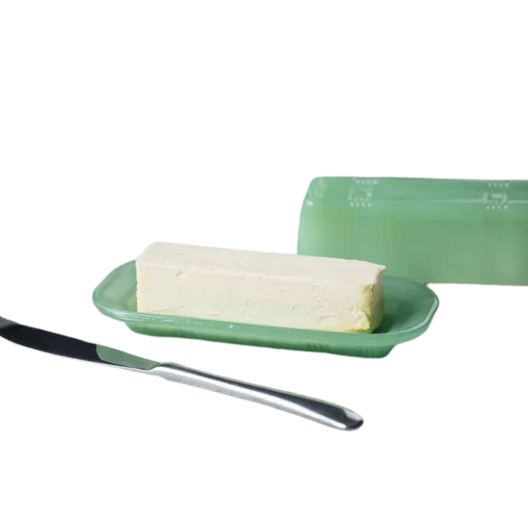 Jadeite Glass Collection Butter Dish (Holds 1 Stick)