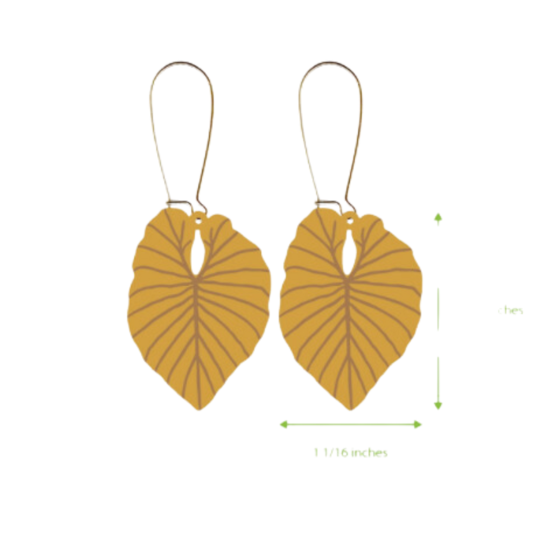 Alocasia Leaf Earrings - Long Wires
