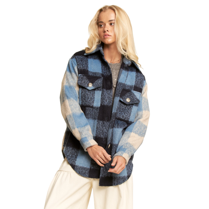 Multi Plaid Chest Pocket Jacket Shacket