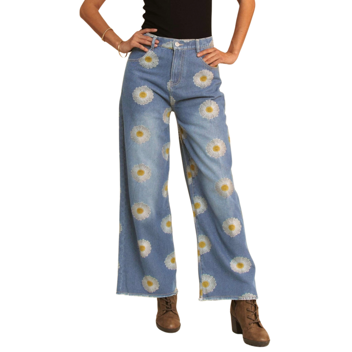 Daisy Side Pocket Wide Leg Denim Jeans