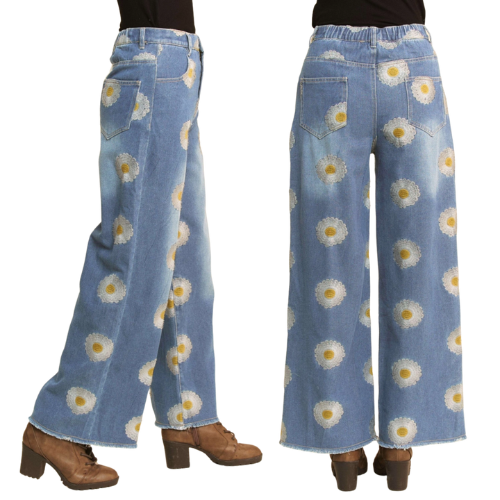 Daisy Side Pocket Wide Leg Denim Jeans