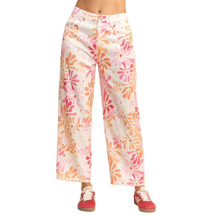 Floral Printed Lightweight Straight Leg Pants